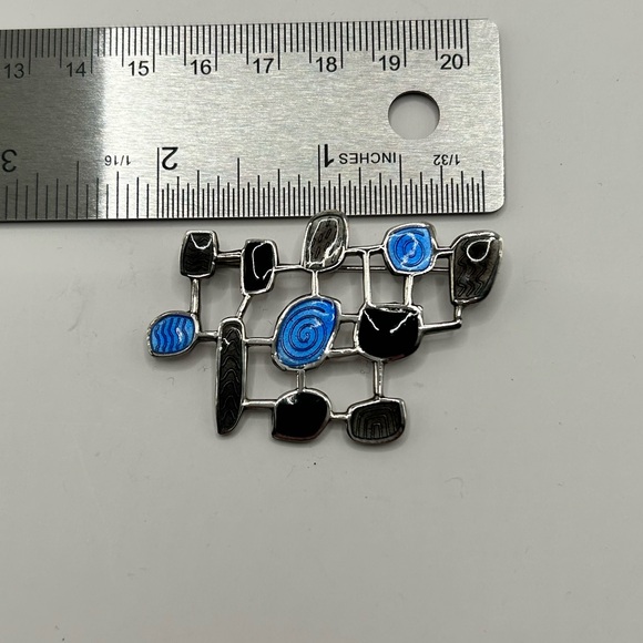 1950’s Vintage Uni David-Andersen sterling silver and enamel "Spring" brooch - Picture 4 of 5